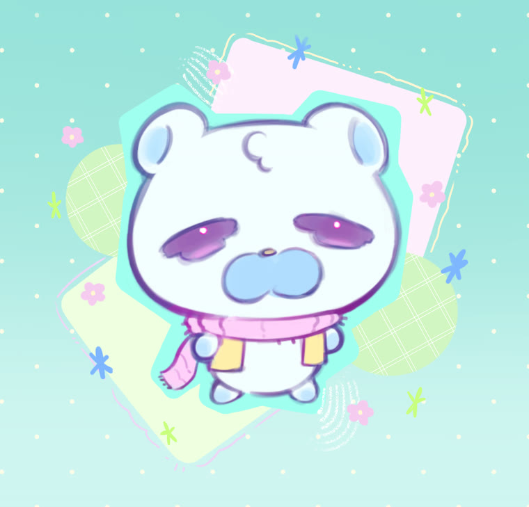 Puff, a polar bear in a scarf